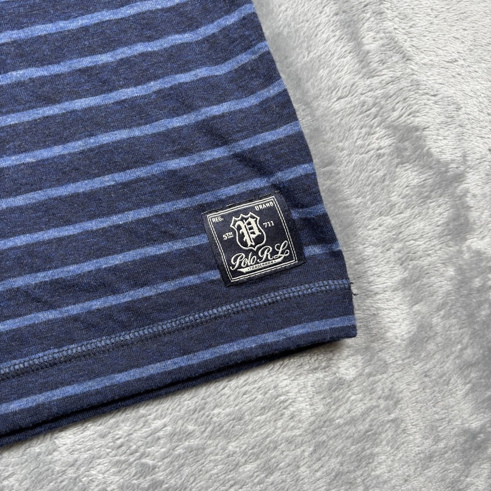 Polo Ralph Lauren Mens Navy Blue Striped Hoodie L/S Shirt Retail $99 Size Large - Picture 2 of 9